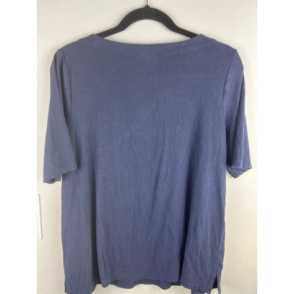 J. Jill Wearever Collection Ribbed Knit Top Navy Blue Size Medium - Picture 5 of 5